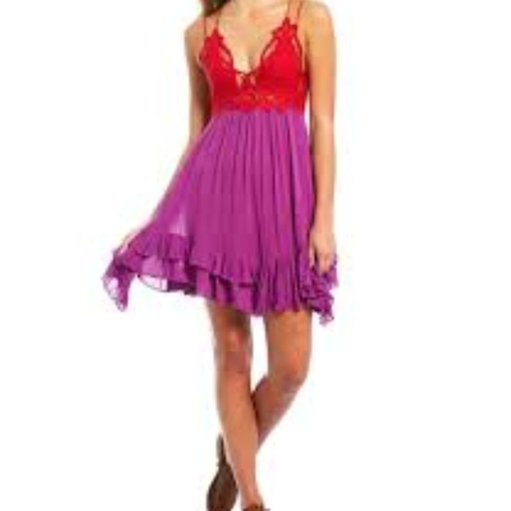 Free People Adella Lace Slip Ruffle Tiered dress - Picture 6 of 8